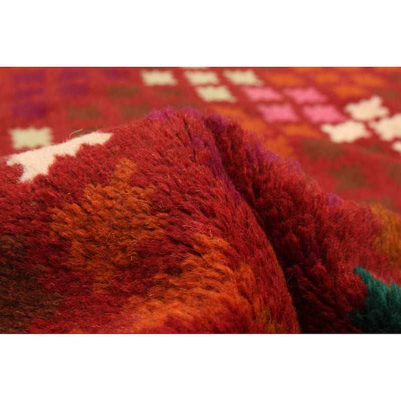 ECARPETGALLERY Hand-knotted Afghan Dark Red Wool Rug - 5'9 x 8'5