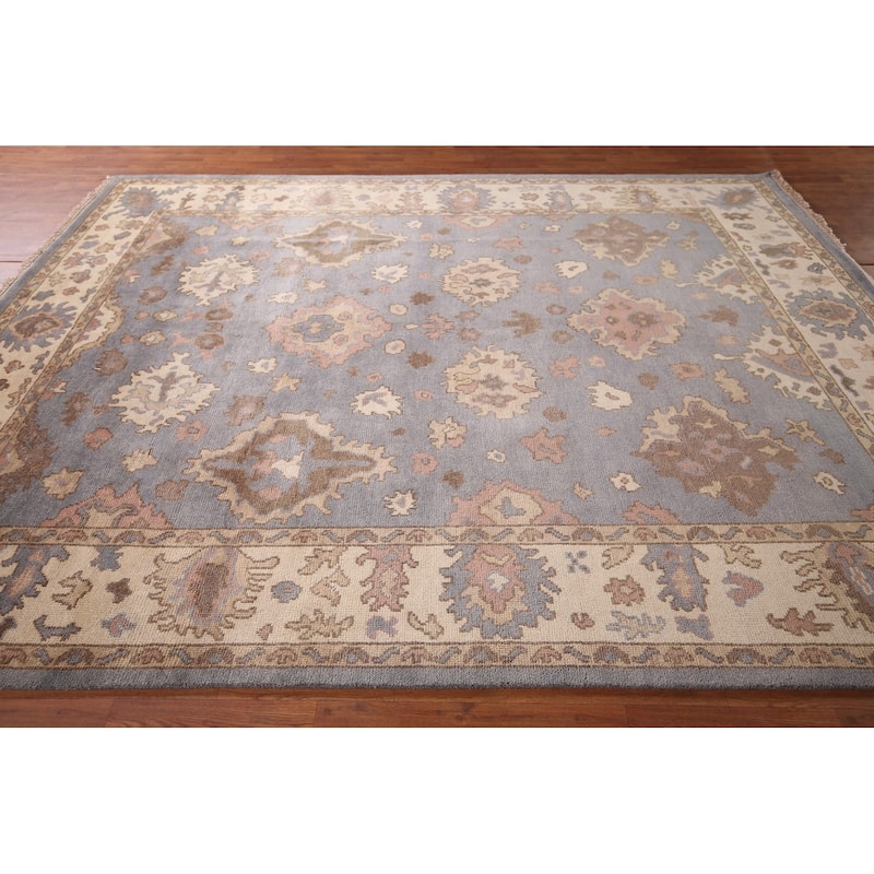Blue Oushak Oriental Area Rug Handmade Wool Carpet - 8'2" x 10'2"