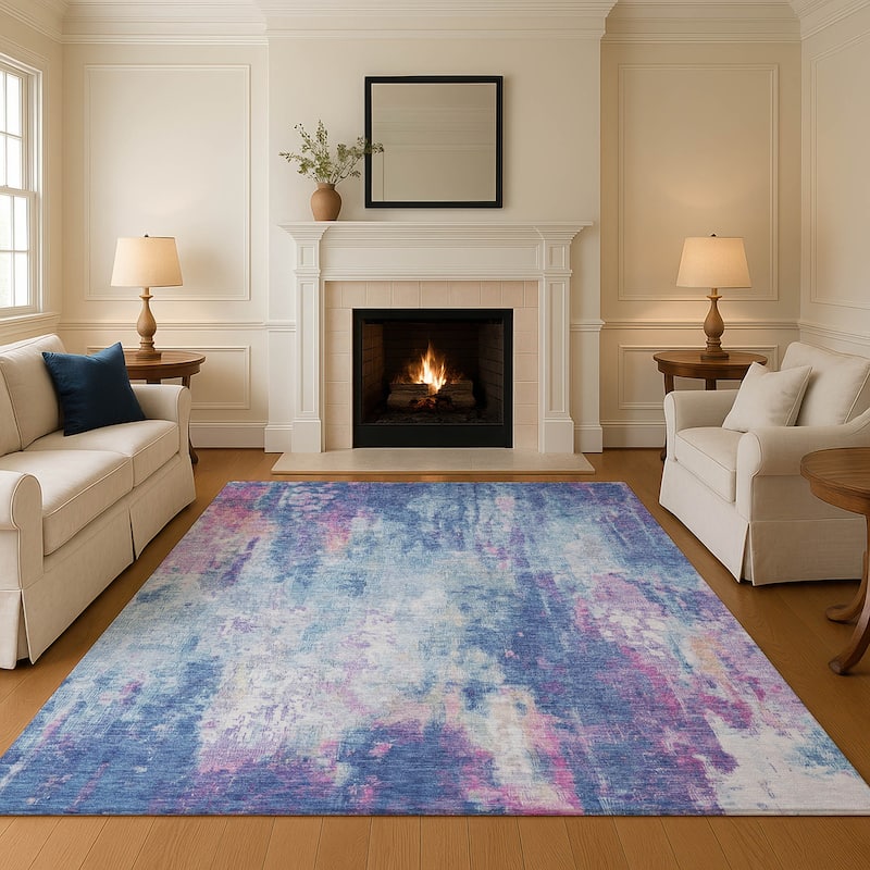 Premium Washable Super Soft Abstract Modern Mayfield Rug - Blue - 8' x 10'