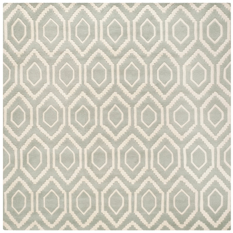 SAFAVIEH Handmade Chatham Altrud Moroccan Modern Wool Rug - 5' Square - Grey/Ivory