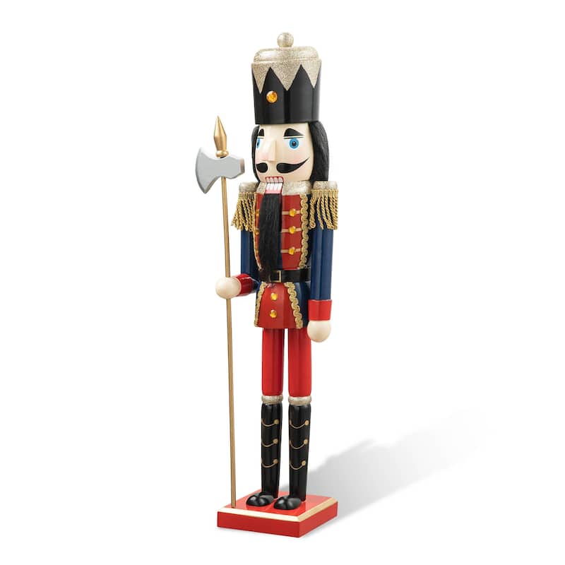 Glitzhome 24"H Wooden Christmas King Nutcracker Table Top Centerpiece Decor