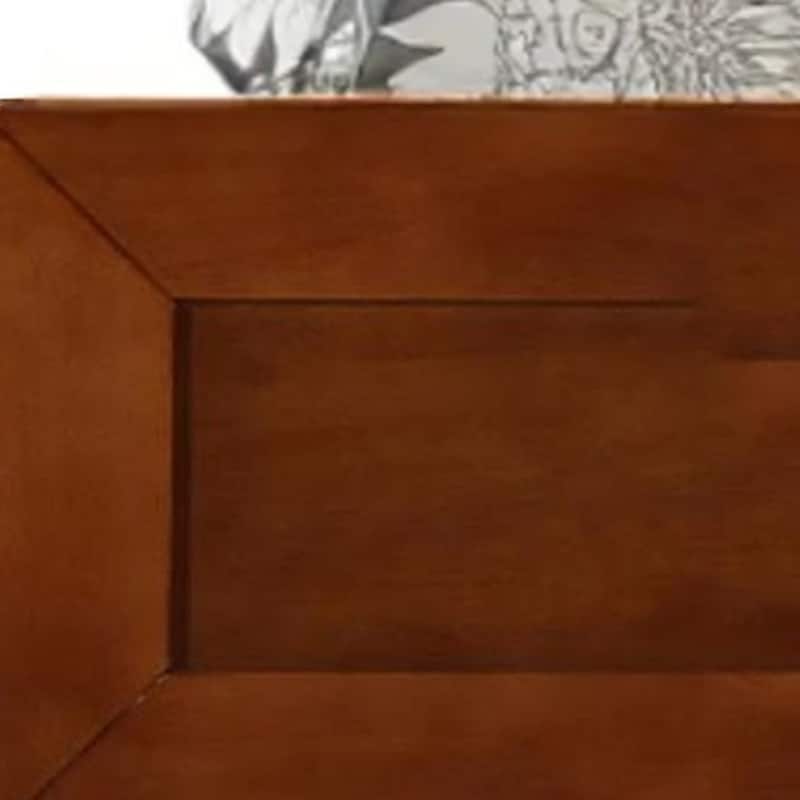 HomeRoots Brown Inlaid Panels Solid Wood King Bed Frame