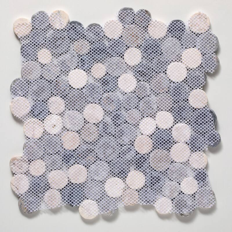 Penny Rounds 11 in. x 11 in. Honed Marble Mesh-Mounted Mosaic Wall and Floor Tile