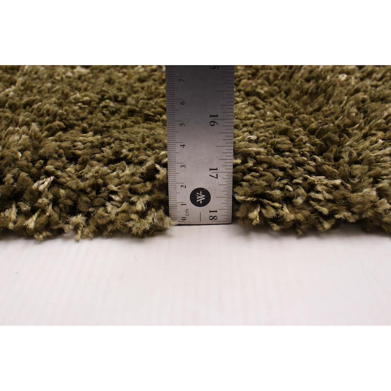 ECARPETGALLERY Machine Woven Lotus Mod Olive Polyester Shag - 4'0 x 5'7