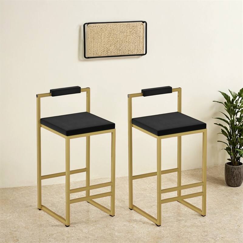 Upholstered Velvet Bar Stools Set of 2,Kitchen Counter Height Barstool