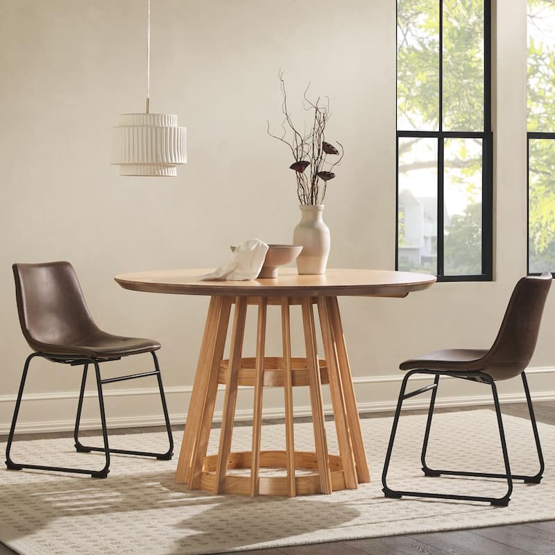 Middlebrook Designs 48 inch Round Slatted Wood Dining Table