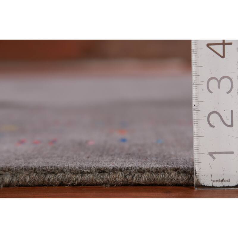 Hand Knotted Oriental 100% Wool Carpet Tribal Tribal Greys & Charcoal Gabbeh Area Rug - 9' 11'' X 8' 1''