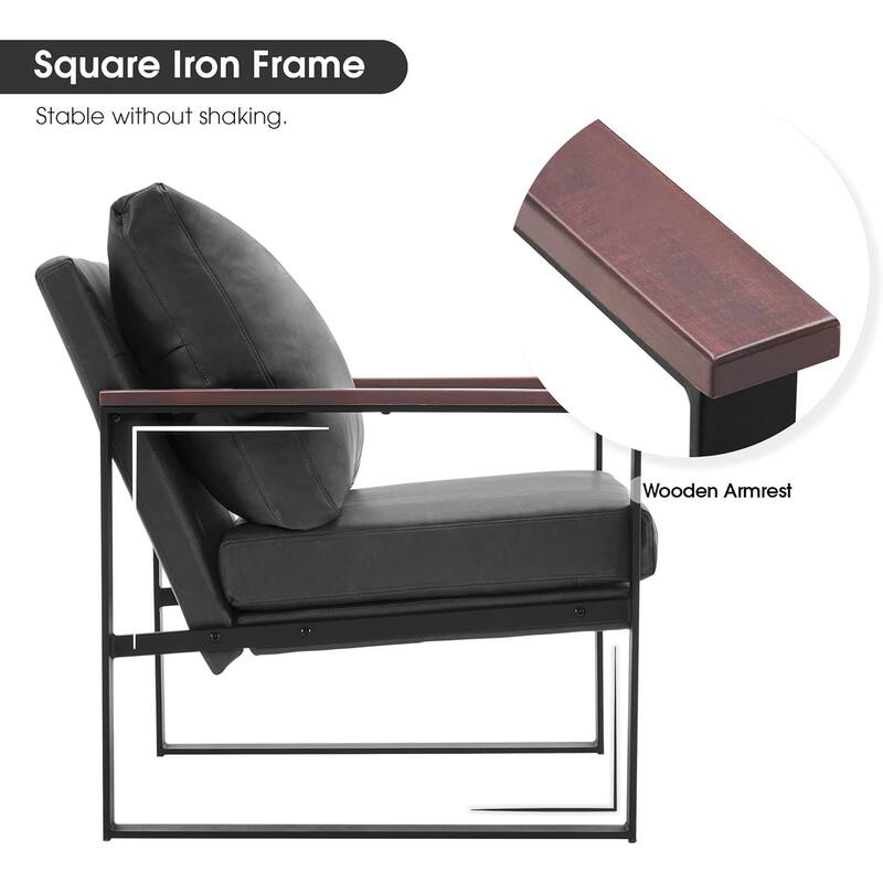 MCombo set of 2 Modern Accent Chair with Upholstered Cushion, Faux Leather HQ304