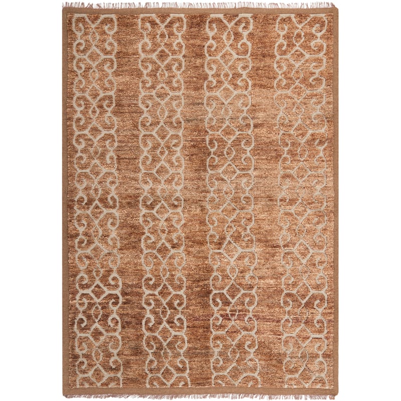 SAFAVIEH Couture Hand-Knotted Contemporary Hadasa Brown Wool & Jute Rug - 6' x 9' - Brown