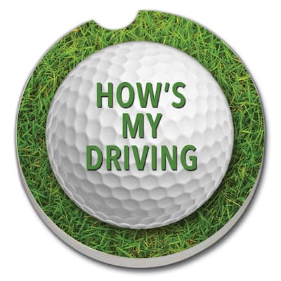 Counterart Absorbent Stoneware Car Coaster, How's My Driving, Set of 2 - 2.5