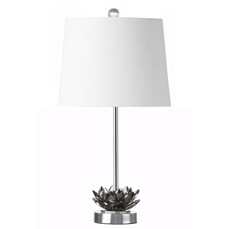 Bamboo Lotus 25" Crystal LED Table Lamp, Smoke Gray/Chrome by JONATHAN Y