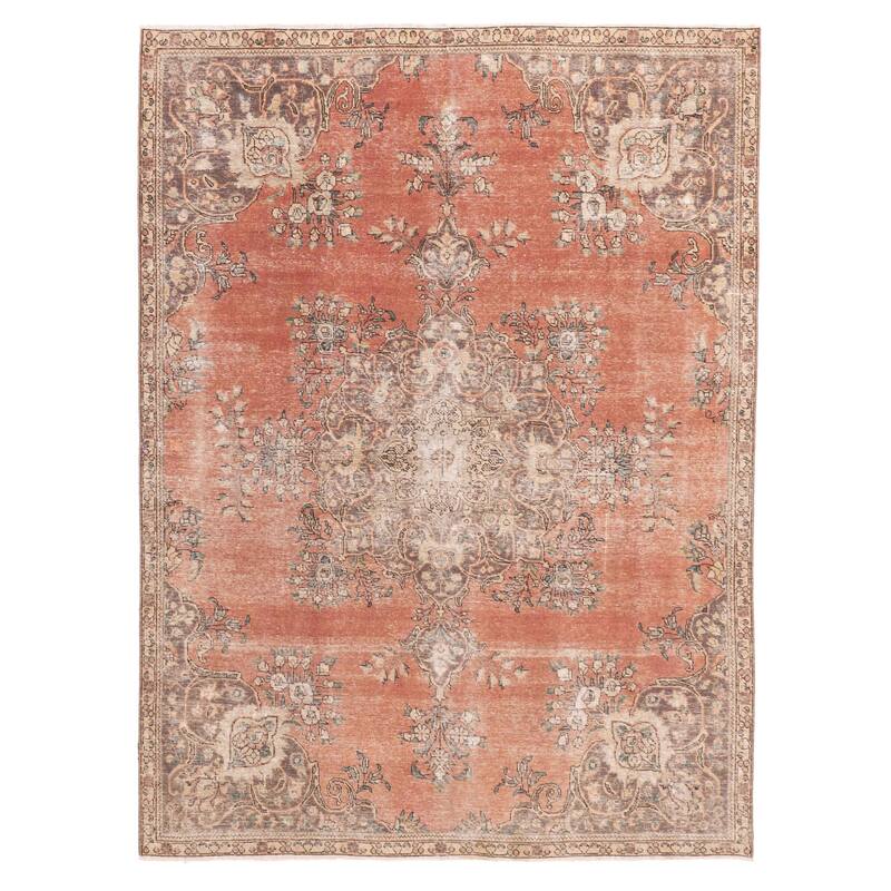 ECARPETGALLERY Hand-knotted Antalya Vintage Dark Copper Wool Rug - 7'9 x 10'6