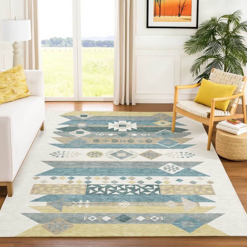 Machine Washable Indoor/ Outdoor Global Tuca Chantille Rug