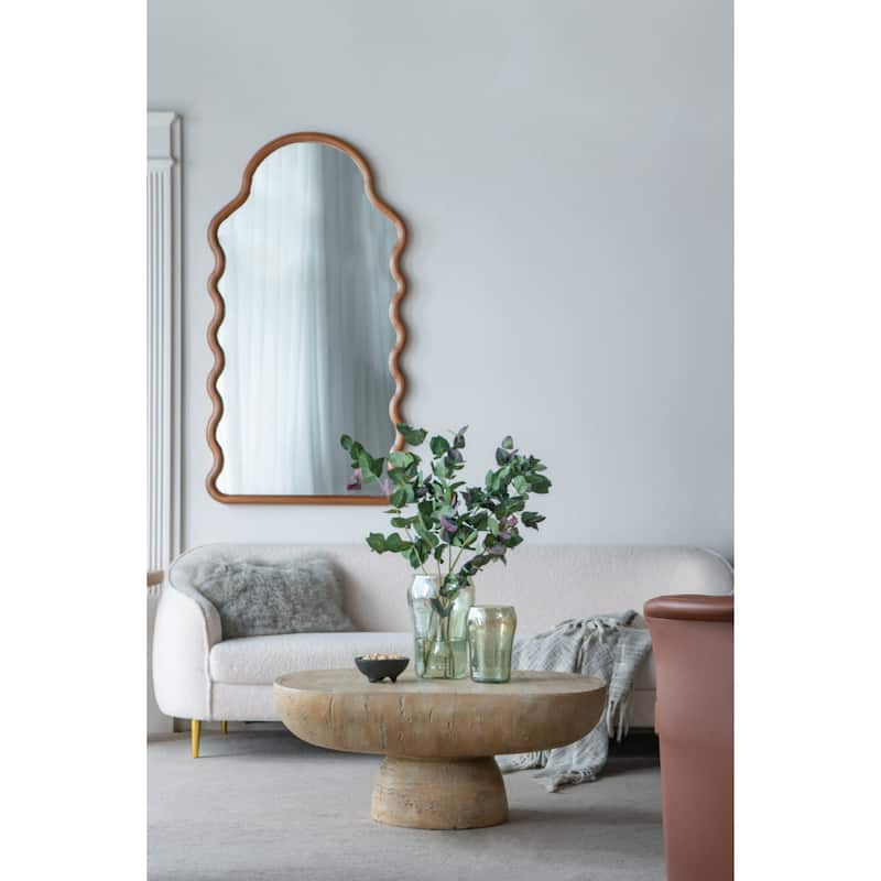36x24x15" Cement Oval Coffee Table with rounded pedestal base