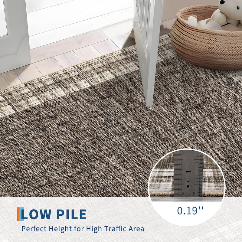 Garvee Linen Border Living Room Area Rug