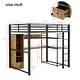 preview thumbnail 4 of 8, Black Full Loft Bed with Built-in Wardrobe & Drawer, Industrial Metal Loft Bed Frame with Desk and Shelves, Space-Saving Design