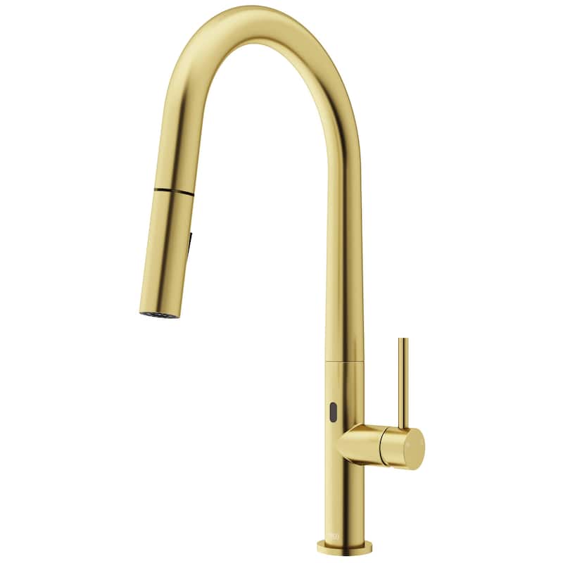 VIGO Greenwich 18" H Single Handle Pull-Down Sprayer Kitchen Faucet with Touchless Sensor - Matte Brushed Gold