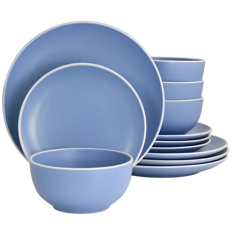 Spice by Tia Mowry Creamy Tahini 12 Piece Dinnerware Set in Matte Blue - 12 pc