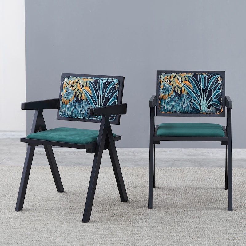 2 Solid Wood Dining chairs - Dark Green