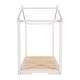 preview thumbnail 11 of 9, Twin XL/King Size House Platform Bed with Trundle, Roof Design for Kids Teens, Wooden House Bedframe w/Customizable Themes,White