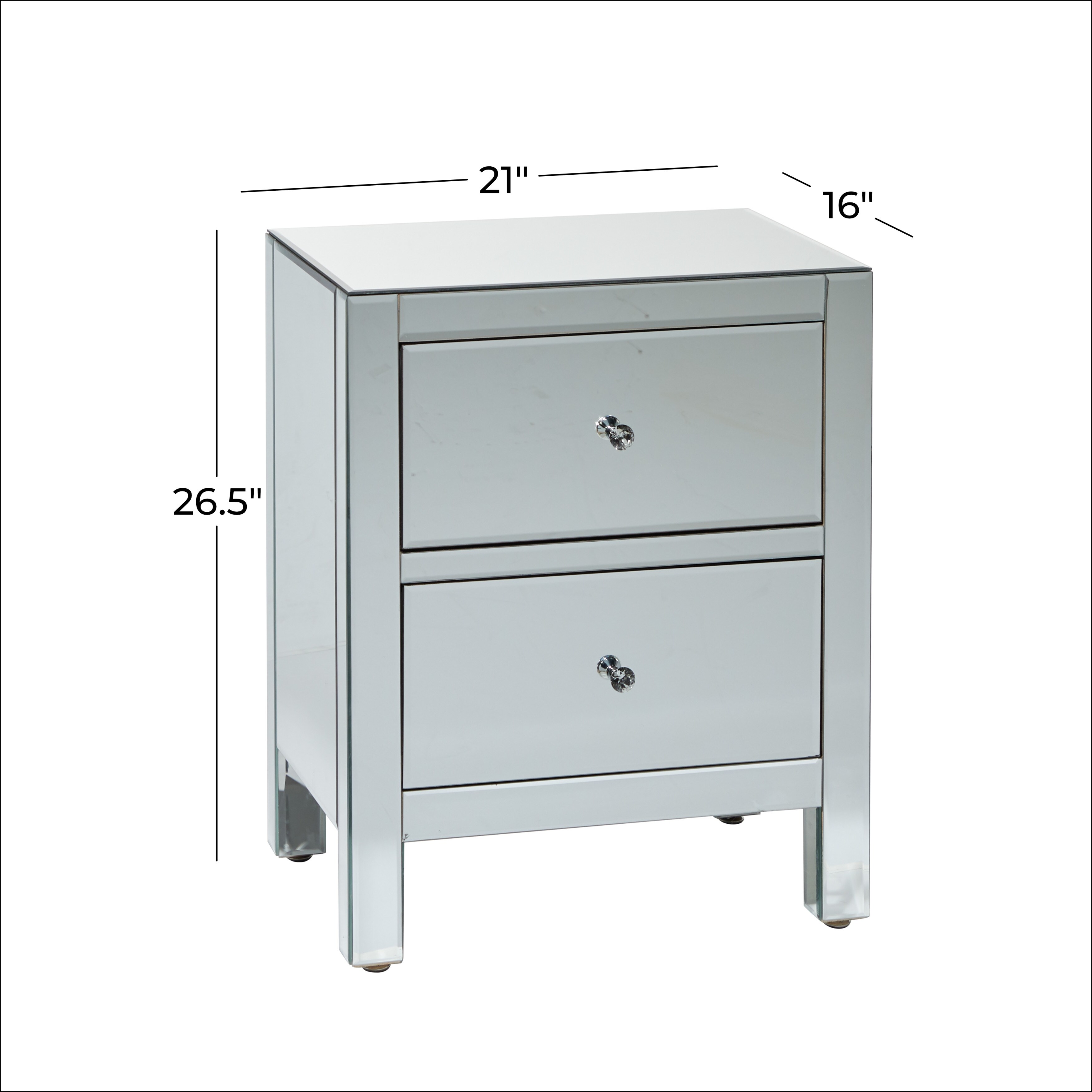 Shop Rectangular Mirrored 2 Drawer Side Table 21 X 26 5 21 X 16 X 27 Overstock 32134052