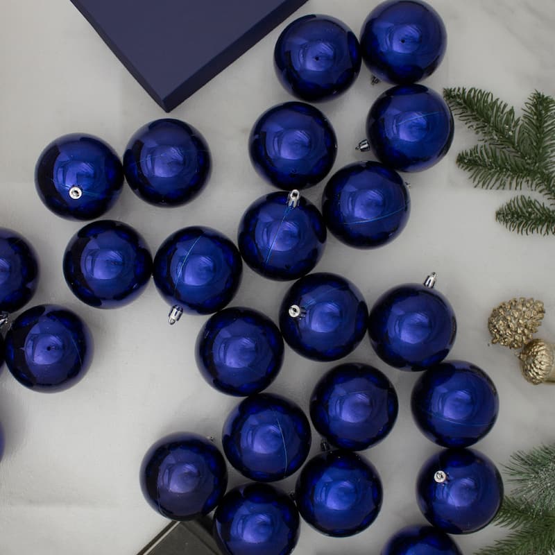 32ct Dark Blue Shatterproof Shiny Christmas Ball Ornaments 3.25"