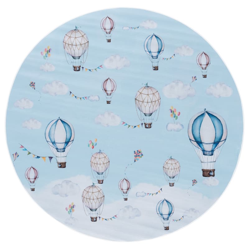 SAFAVIEH Tacoma Kids Sanaz Kids & Tween Rug - 5' Round - Ivory/Blue