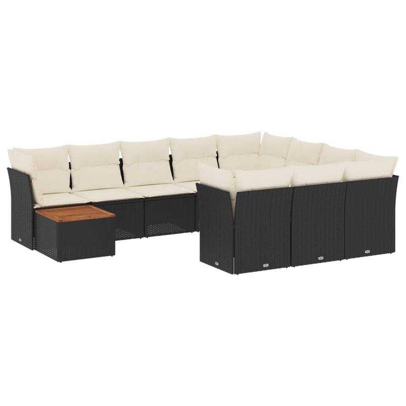 vidaXL Patio Sofa Set with Cushions Outdoor Furniture 11 Piece Poly Rattan - 21.7 x 21.7 x 14.6