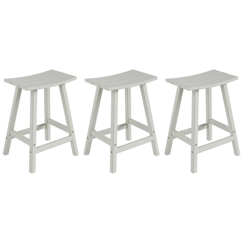Polytrends Laguna Hdpe All Weather Outdoor Patio 24" Saddle Seat Counter Stool (Set Of 3)