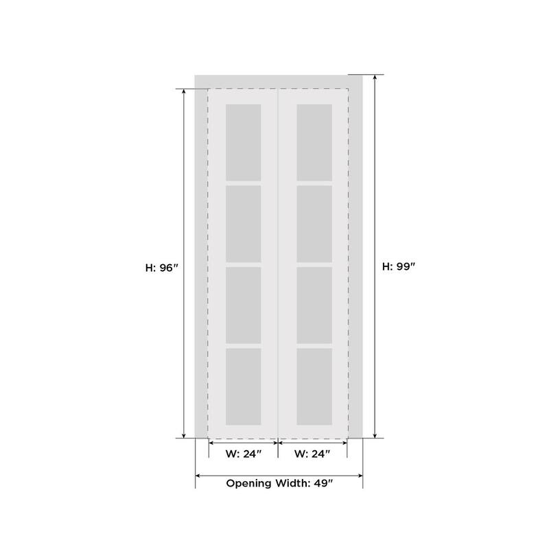 Sliding Closet Bi-fold Doors | Mela 0755 Painted White | Sturdy Tracks Moldings Trims | Wood Solid Bedroom Wardrobe Doors