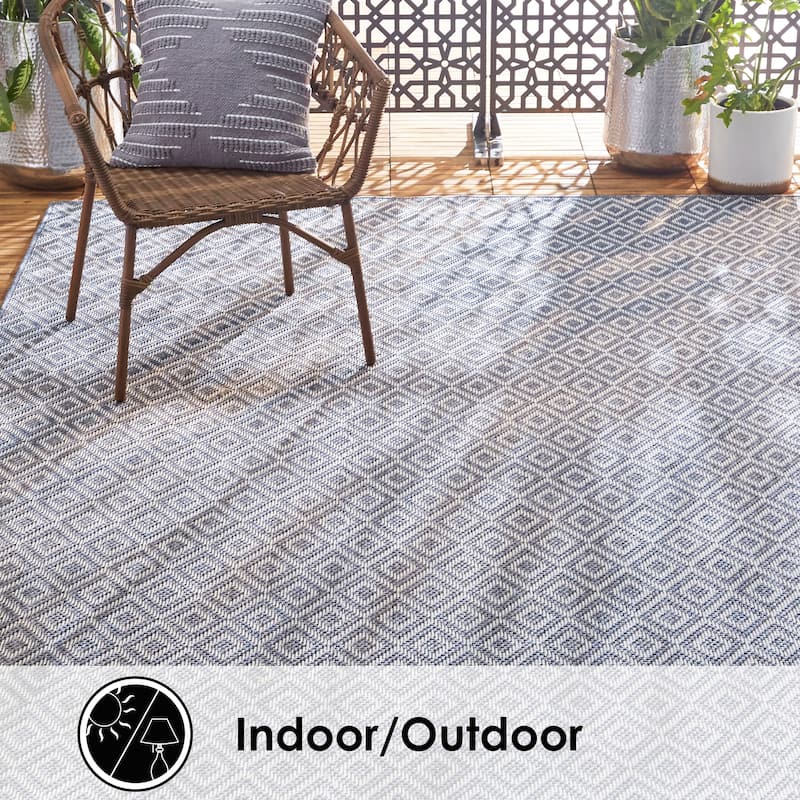 Home Dynamix Tripoli Lydia Indoor/ Outdoor Area Rug - 7'10"x10'2" - Denim/Cream