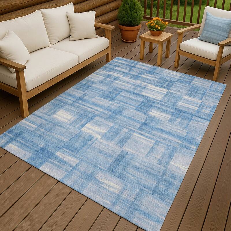 Machine Washable Indoor/ Outdoor Solid Hatches Chantille Rug