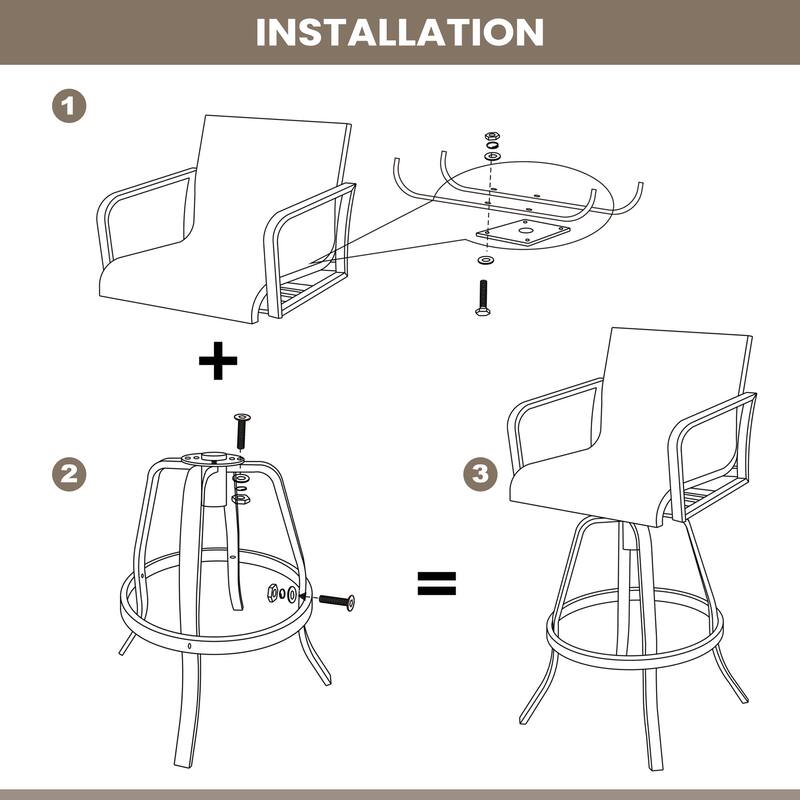 Pellebant Outdoor Aluminum Swivel Barstool Patio Bar Stools with Sunbrella Fabric - 18.31"Lx18.31"Wx43.31"H