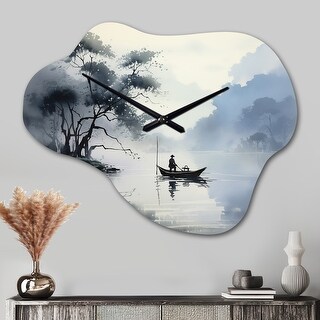 Designart - Asian Art Ink Lake II - Asian Art Wall Clock in ...