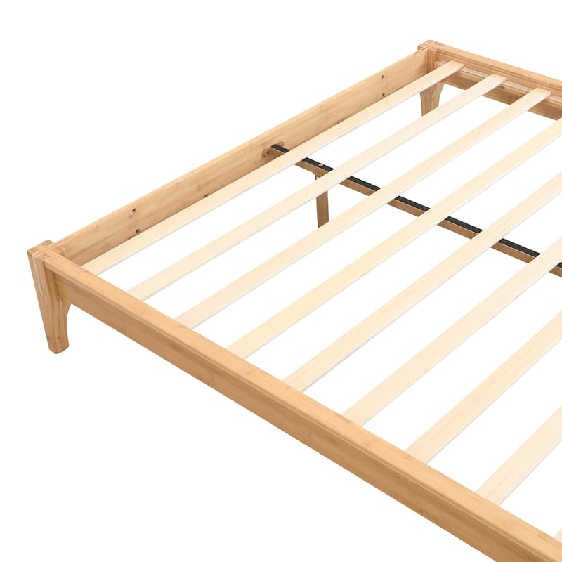 Open Frame Bamboo Platform Bed Frame, No Box Spring Needed, King Queen Full