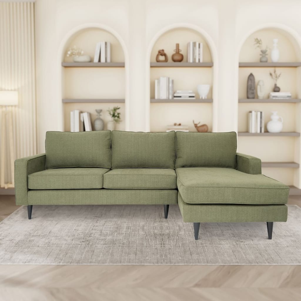 Coast to Coast Sofas Contemporary L Shaped Sectional Sofa Polyester Fabric Solid Wood Frame Upholstered