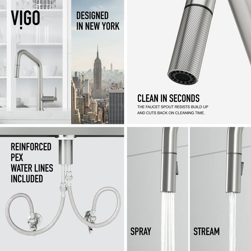 VIGO Utopia 14" H Single Handle Pull-Down Sprayer Kitchen Bar Faucet