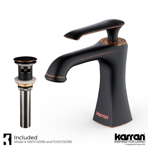 slide 14 of 34, Karran Woodburn Single Hole Single Handle Bathroom Faucet with Matching Pop-Up Drain Oil Rubbed Bronze