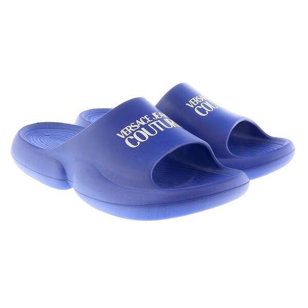 VERSACE JEANS COUTURE サンダル EU39 JP25.0本物 Versace Jeans Couture Blue Signature Platform Slide Sandals- for