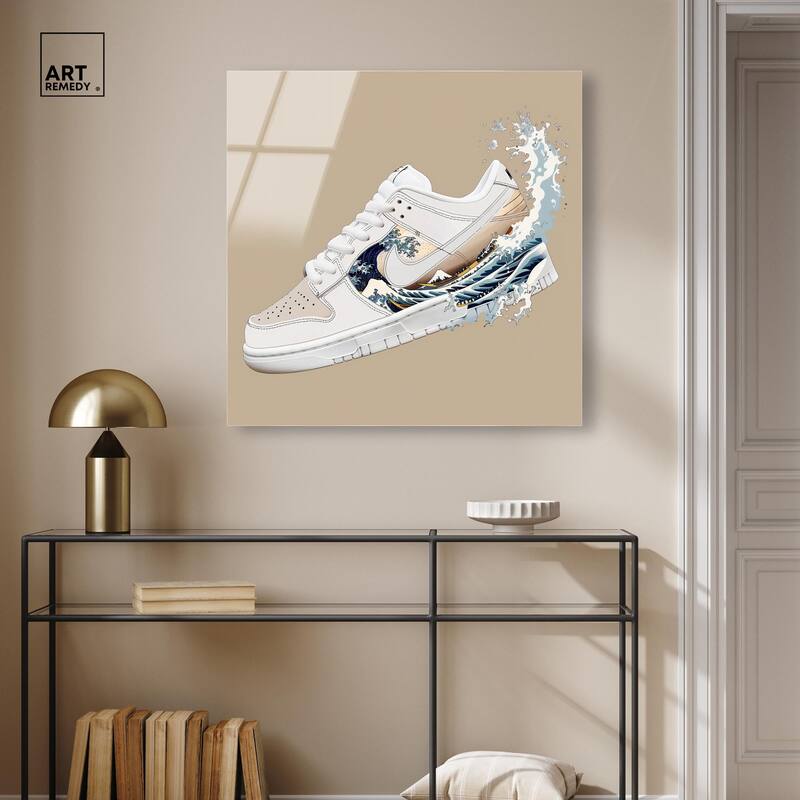 Great Wave Sneaker Splash Acrylic by Art Remedy, Ready to Hang