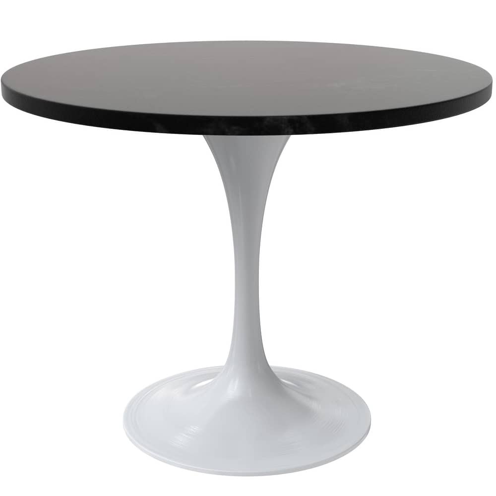 Verve 36" Mid-Century Modern Round Kitchen Dining Table with Minimalist White Pedestal & Tulip-Style for Small Spaces