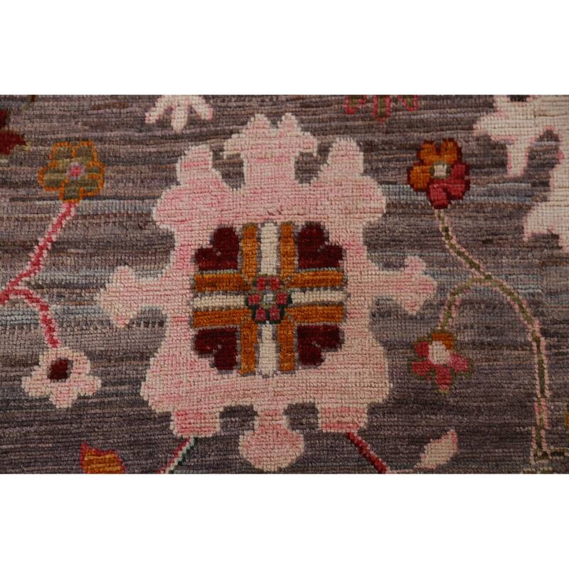 Hand Knotted Oriental 100% Wool Carpet Transitional All-Over Brown Oushak Area Rug - 12' 4'' X 9' 0''