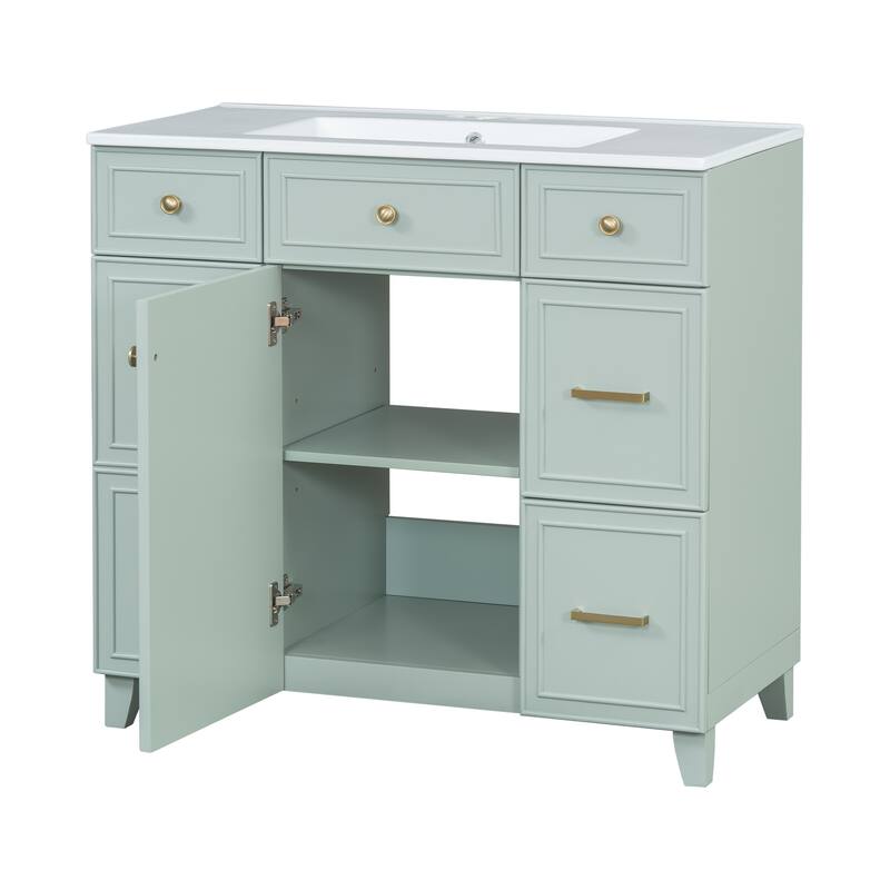 36" Bathroom Vanity with Ceramic Sink