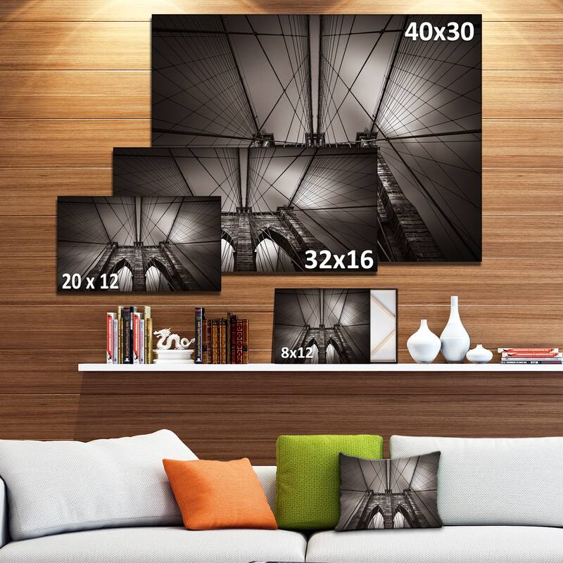 Designart "Brooklyn Bridge in NYC USA" Extra Large Cityscape Wall Art on Canvas