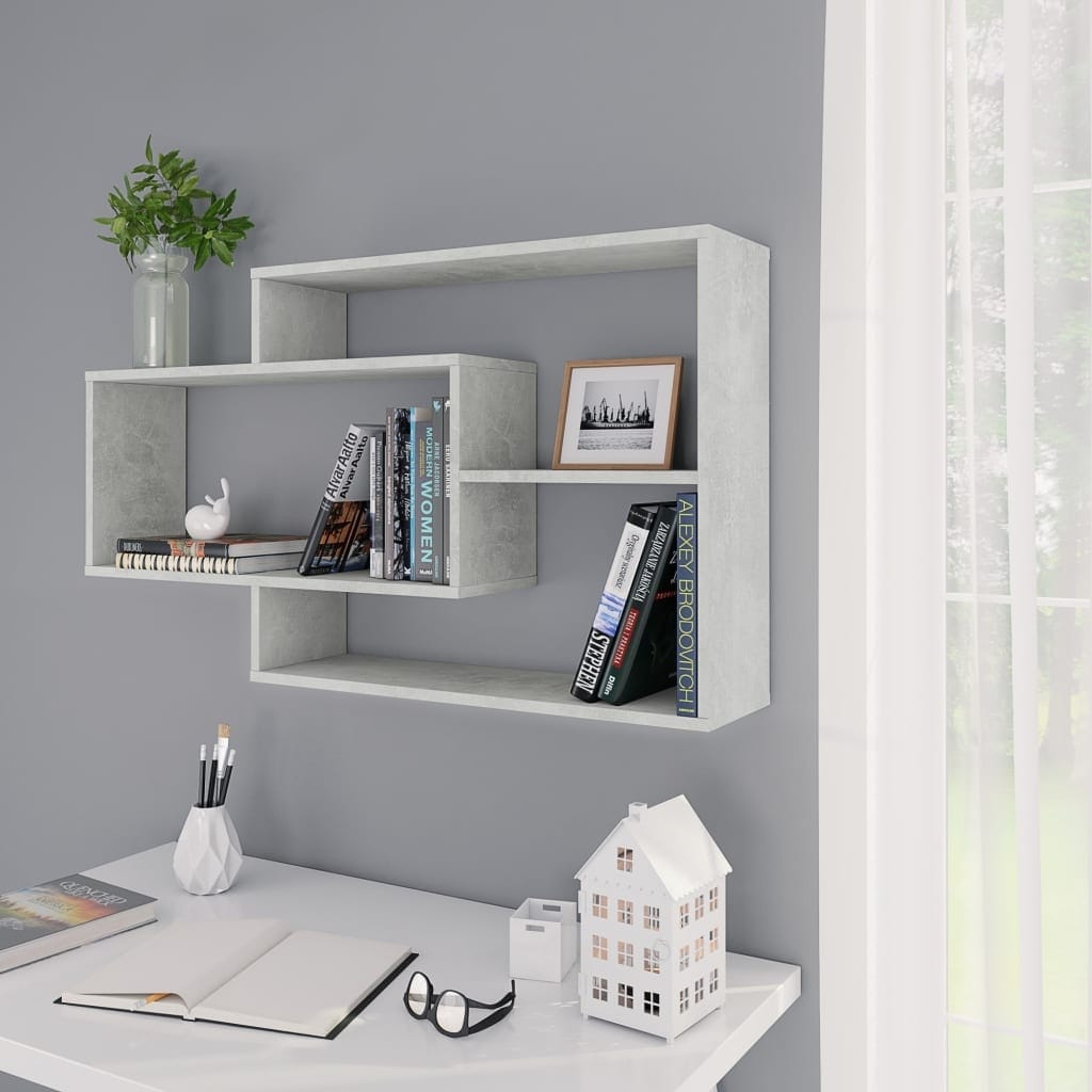 vidaXL 4X Wall Shelves Boards Chipboard Shelf Panel Extra Shelves Bookrack Plates Wall Shelves Panels Furniture Study Room Library Grey