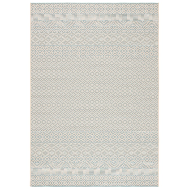 SAFAVIEH Courtyard Velia Indoor/ Outdoor Waterproof Patio Backyard Rug - 2' x 3'7" - Beige/Aqua