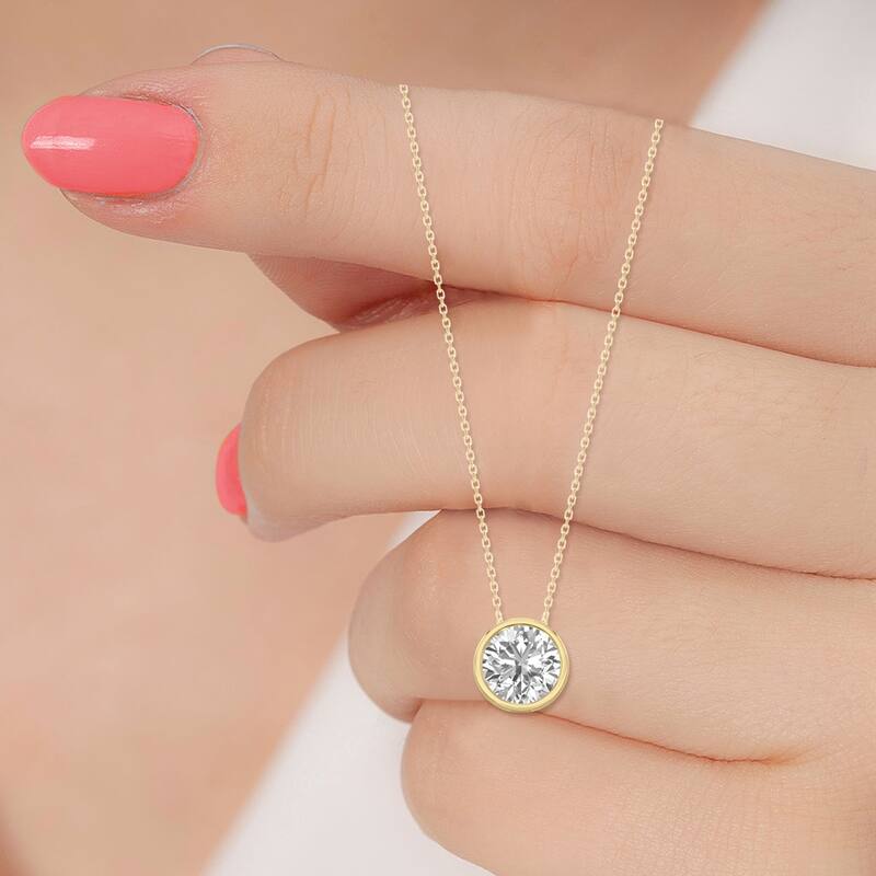Marquee Certified 1.50 Carat Lab Grown Diamond Bezel Pendant in 14K Yellow Gold