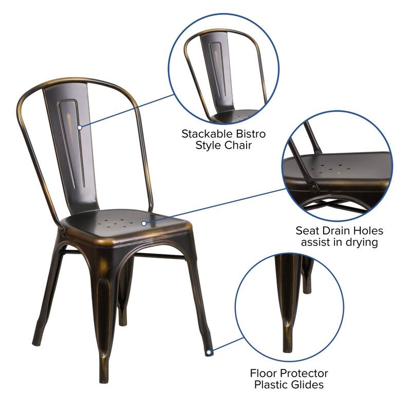 Distressed Metal Indoor/ Outdoor Stackable Chair