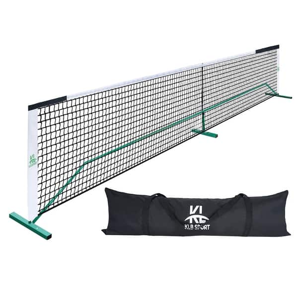 slide 2 of 7, Roomfitters 22 ft Pickleball Net with Steady Metal Frame, All-Weather Setup for Outdoor and Indoor Driveways, Black White Black White