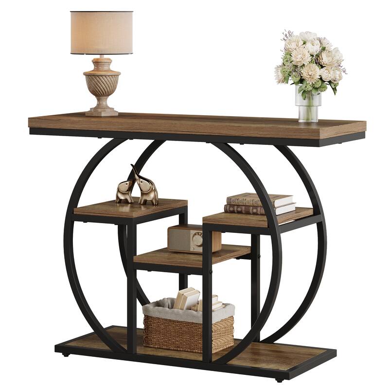Entryway Console Sofa Table with Storage Shelves, Wood Accent Table for Entryway, Living Room, Hallway, Foyer